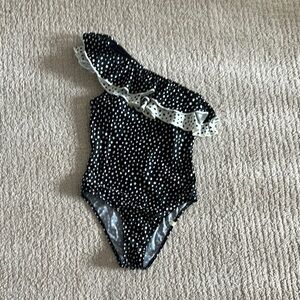 Summersalt Black and White One-Piece Swimsuit with Ruffle Detail